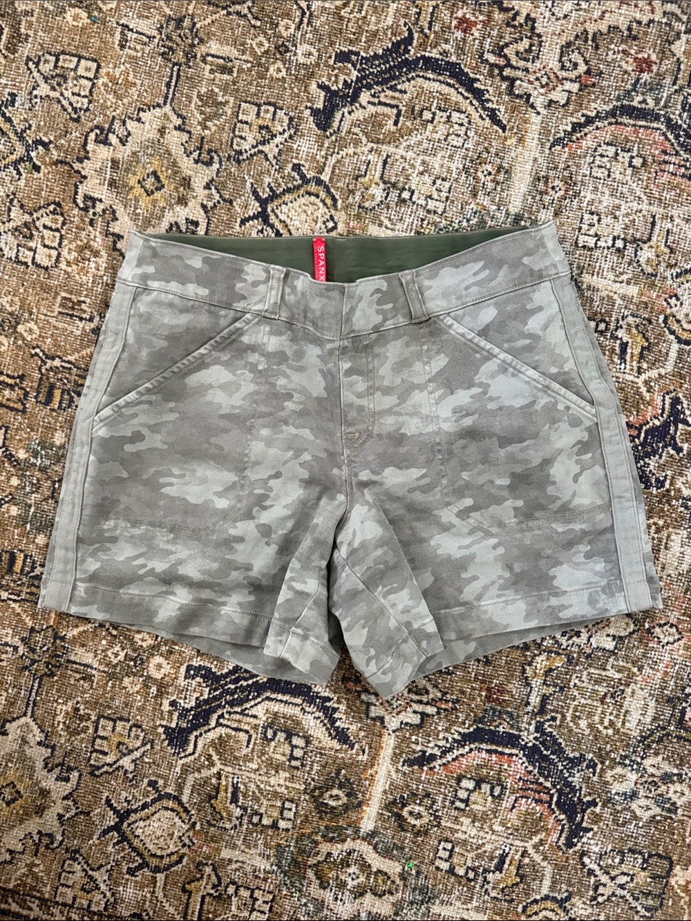 SPANX Gray Camo Bermuda Shorts